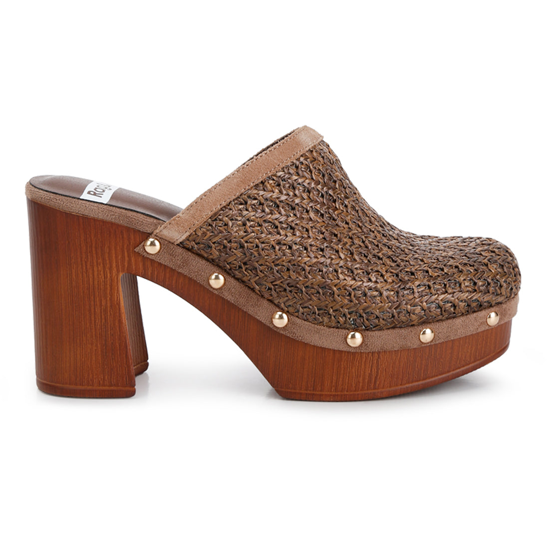 raffia platform clogs#color_brown