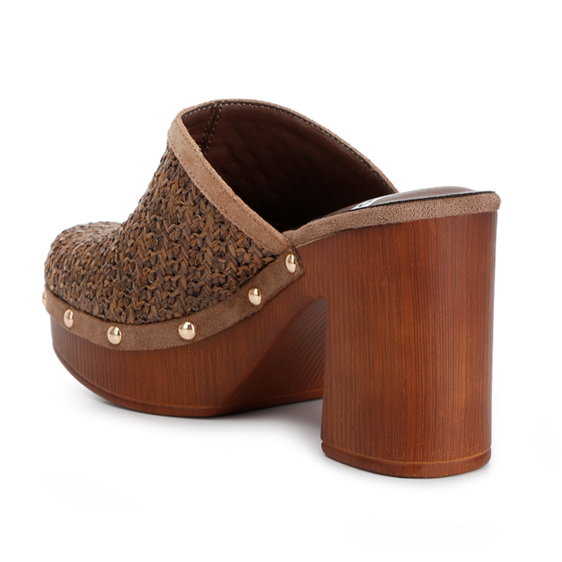 raffia platform clogs#color_brown