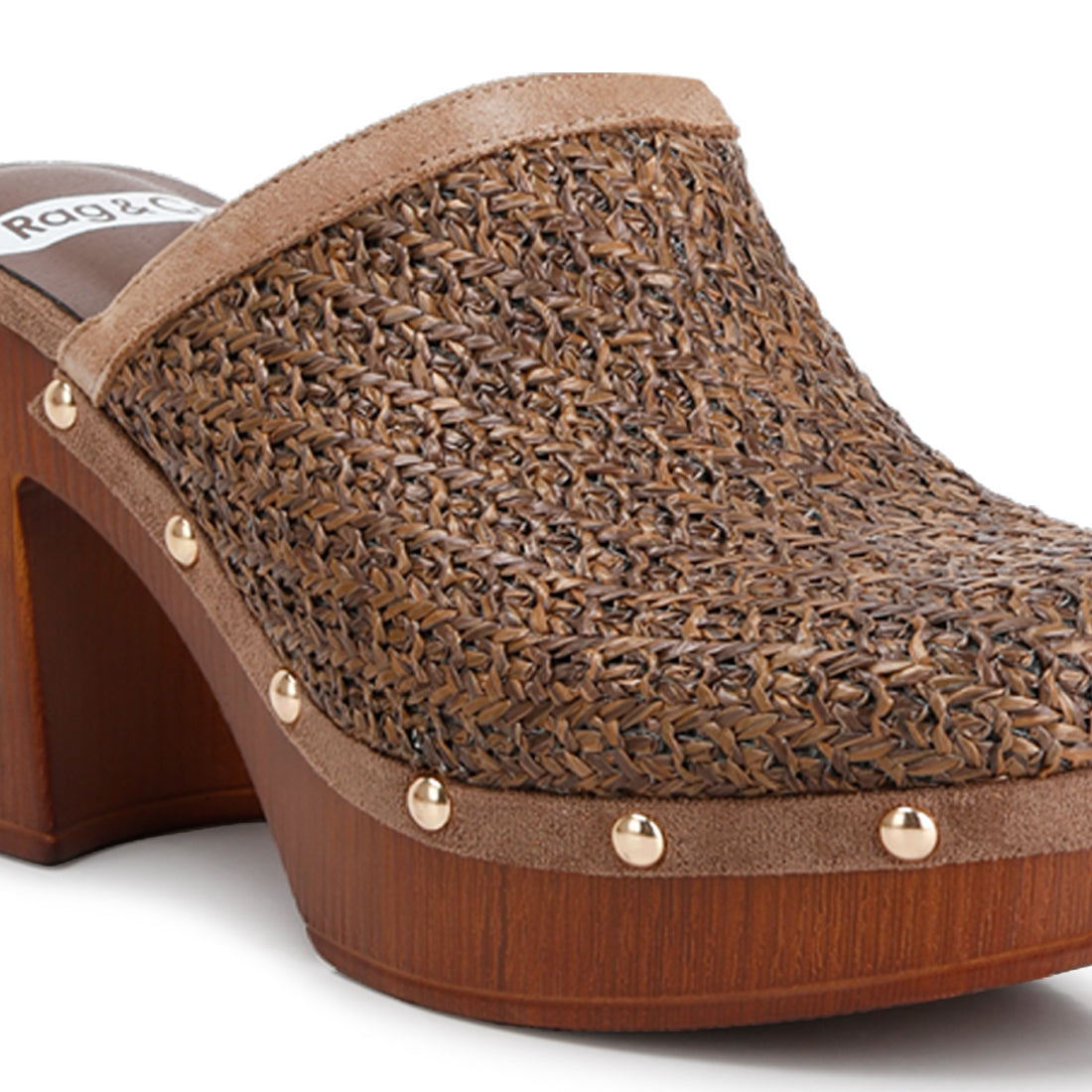 raffia platform clogs#color_brown