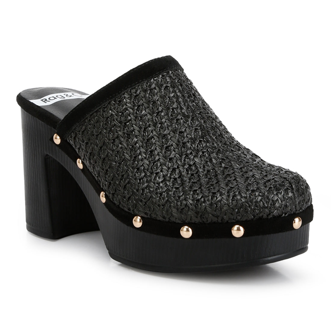 raffia platform clogs#color_black