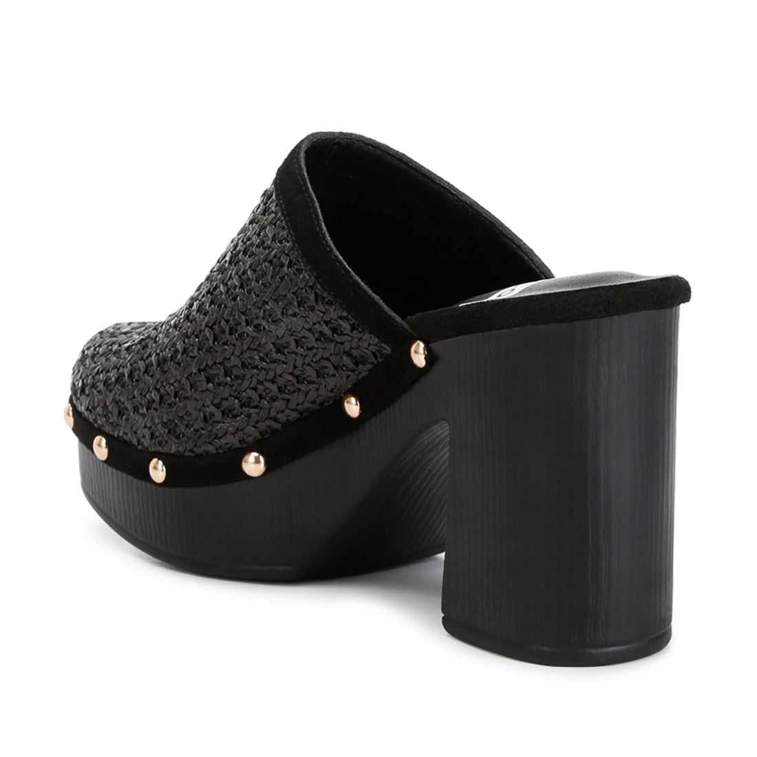 raffia platform clogs#color_black