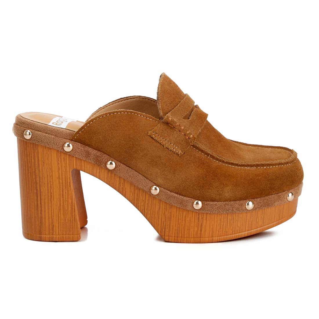 suede platform clogs#color_tan