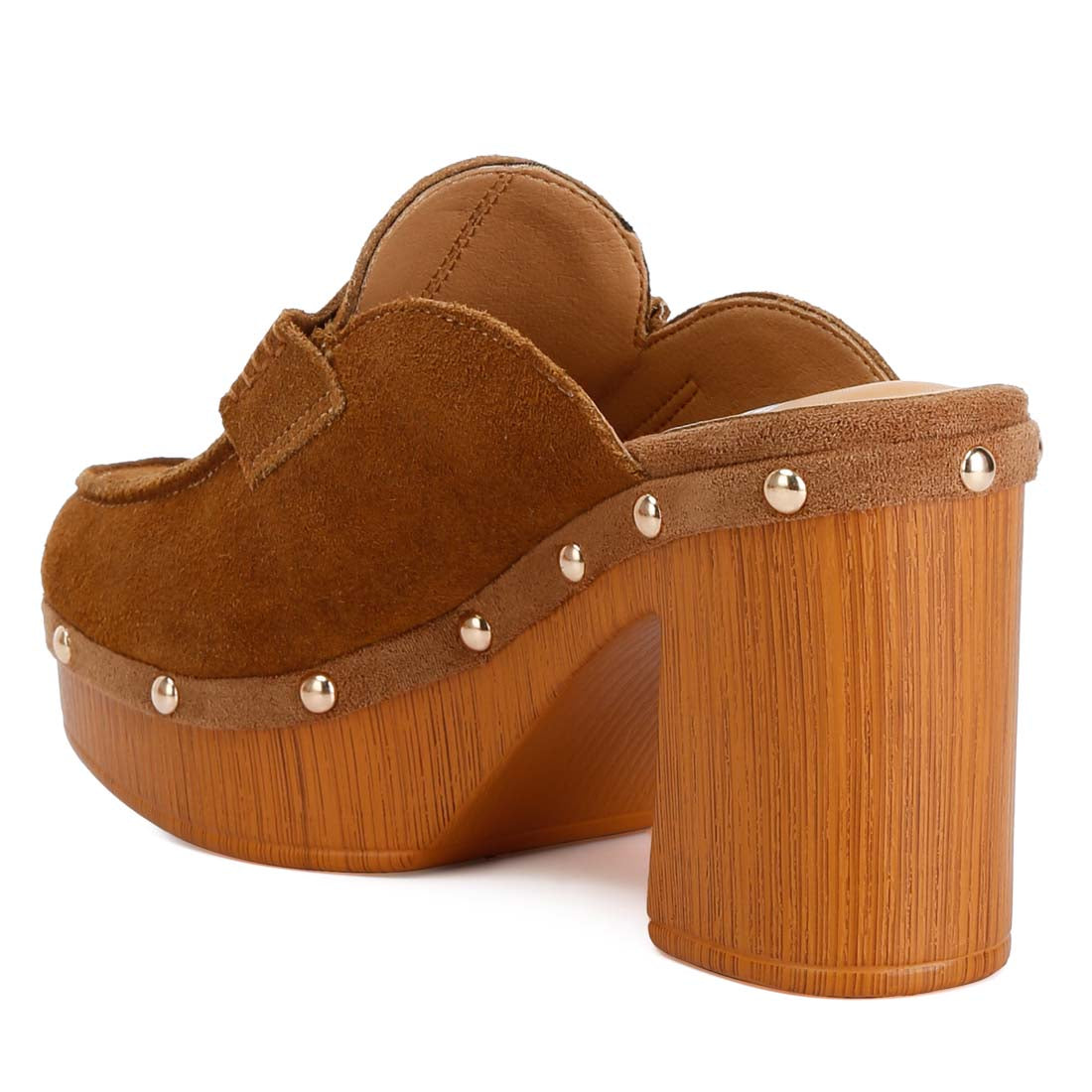suede platform clogs#color_tan