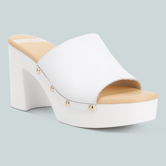 Recycled Leather Block Heel Clogs