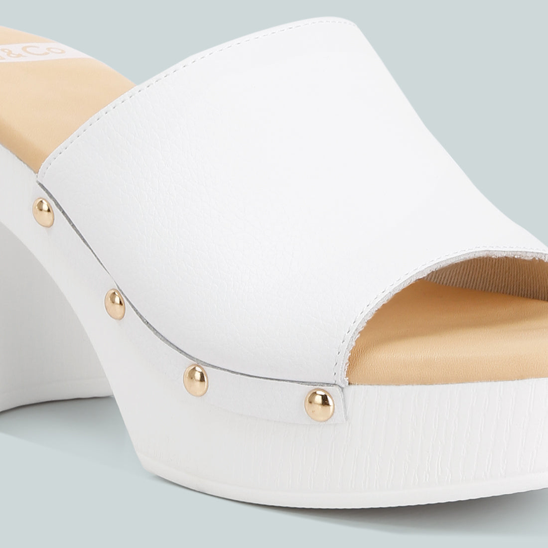 Recycled Leather Block Heel Clogs