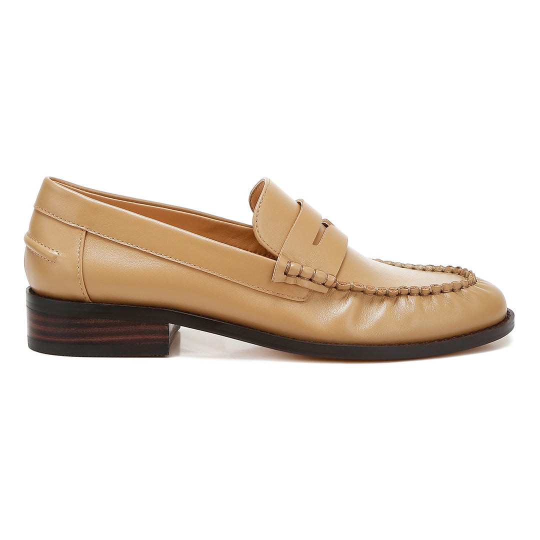 genuine leather loafers#color_beige