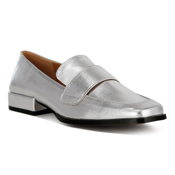 metallic penny loafers#color_silver