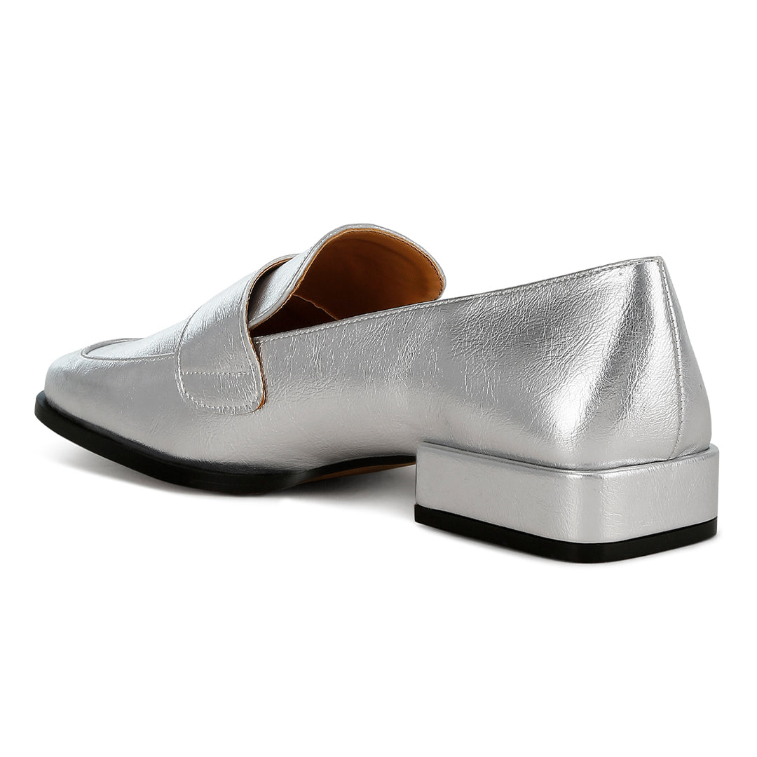 metallic penny loafers#color_silver