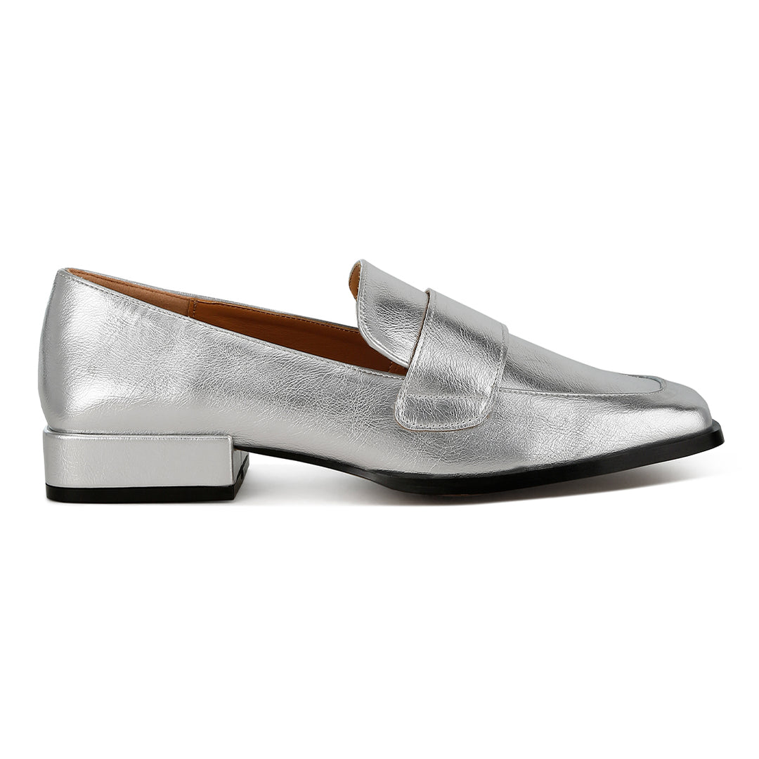 metallic penny loafers#color_silver