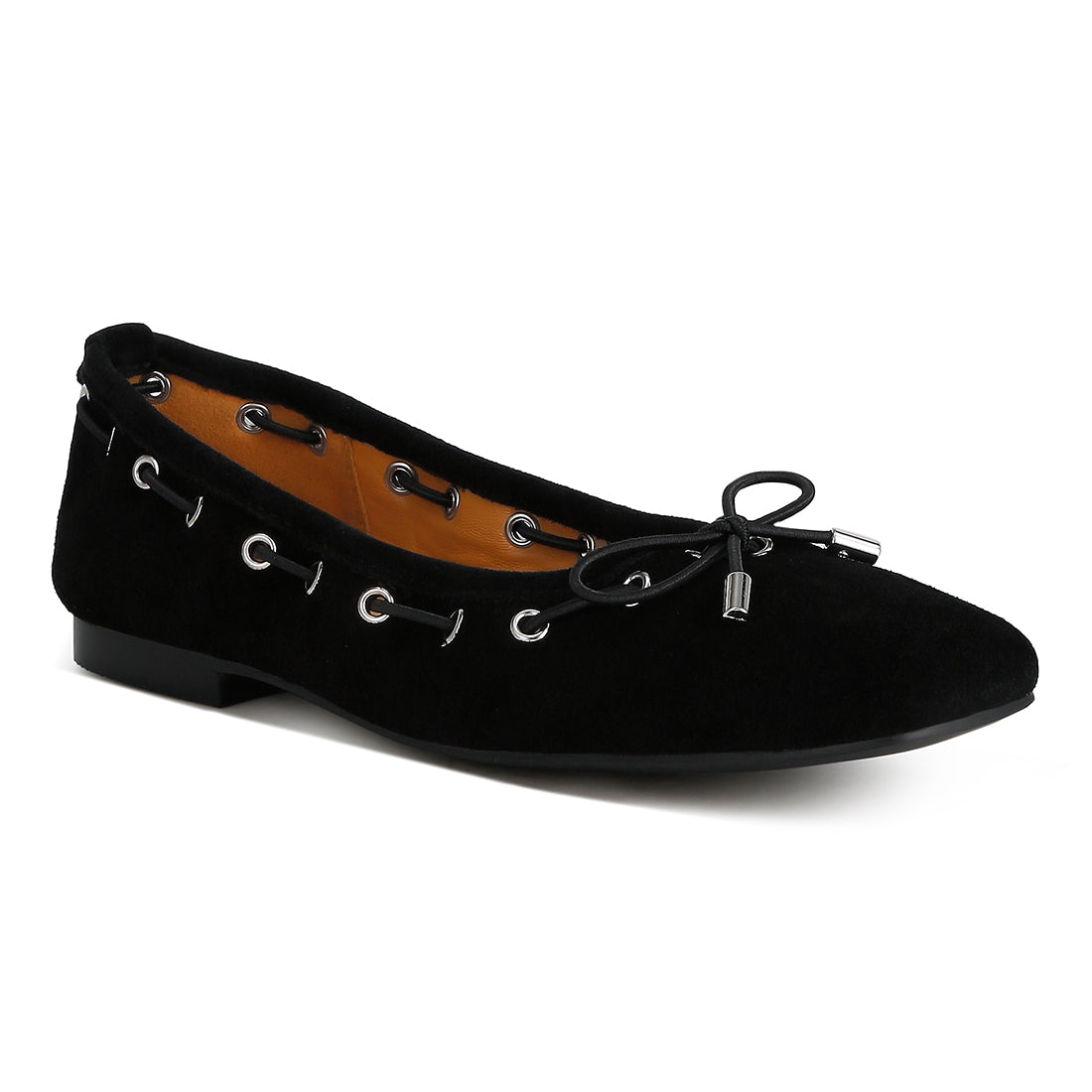 Black Micro Suede Bow Ballerinas