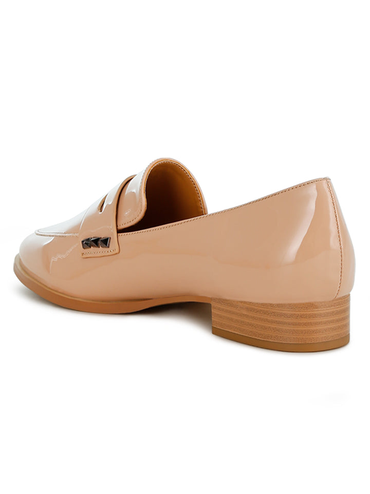 patent pleather penny loafers#color_beige