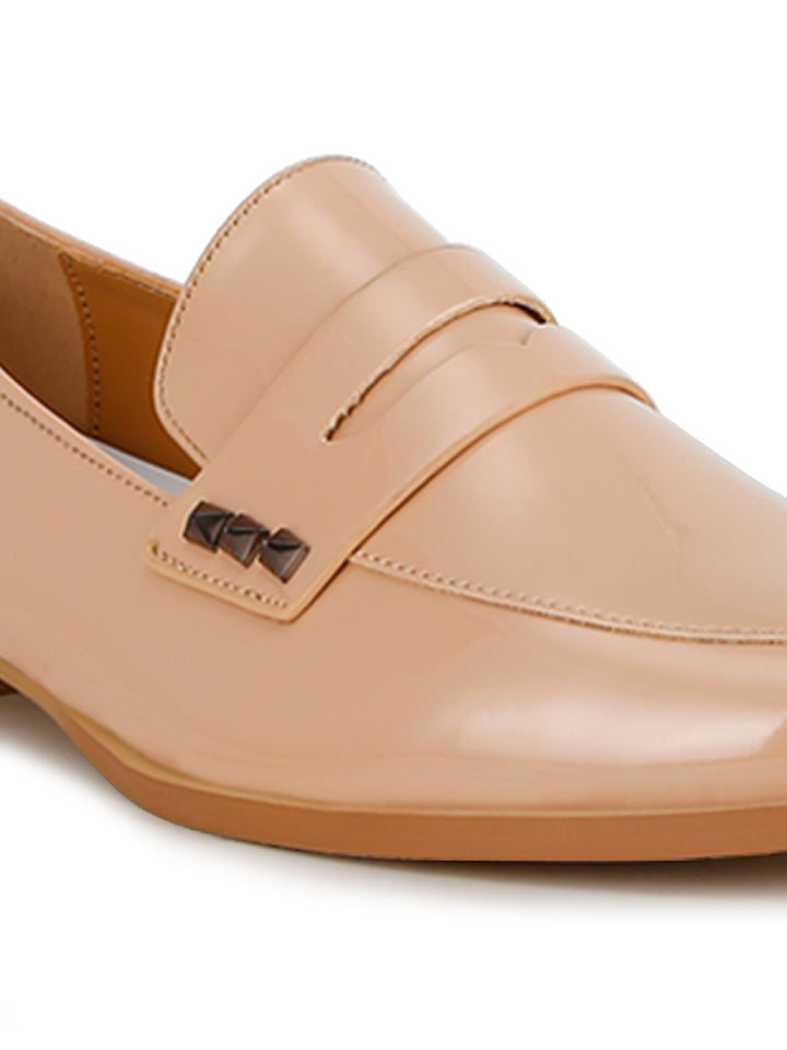 patent pleather penny loafers#color_beige