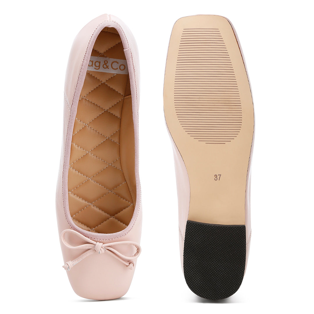 square-toe bow ballerinas#color_pink