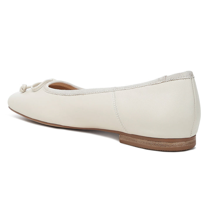 square-toe bow ballerinas#color_beige