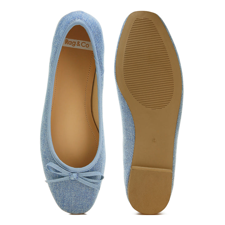 Bow Detail Denim Ballerinas