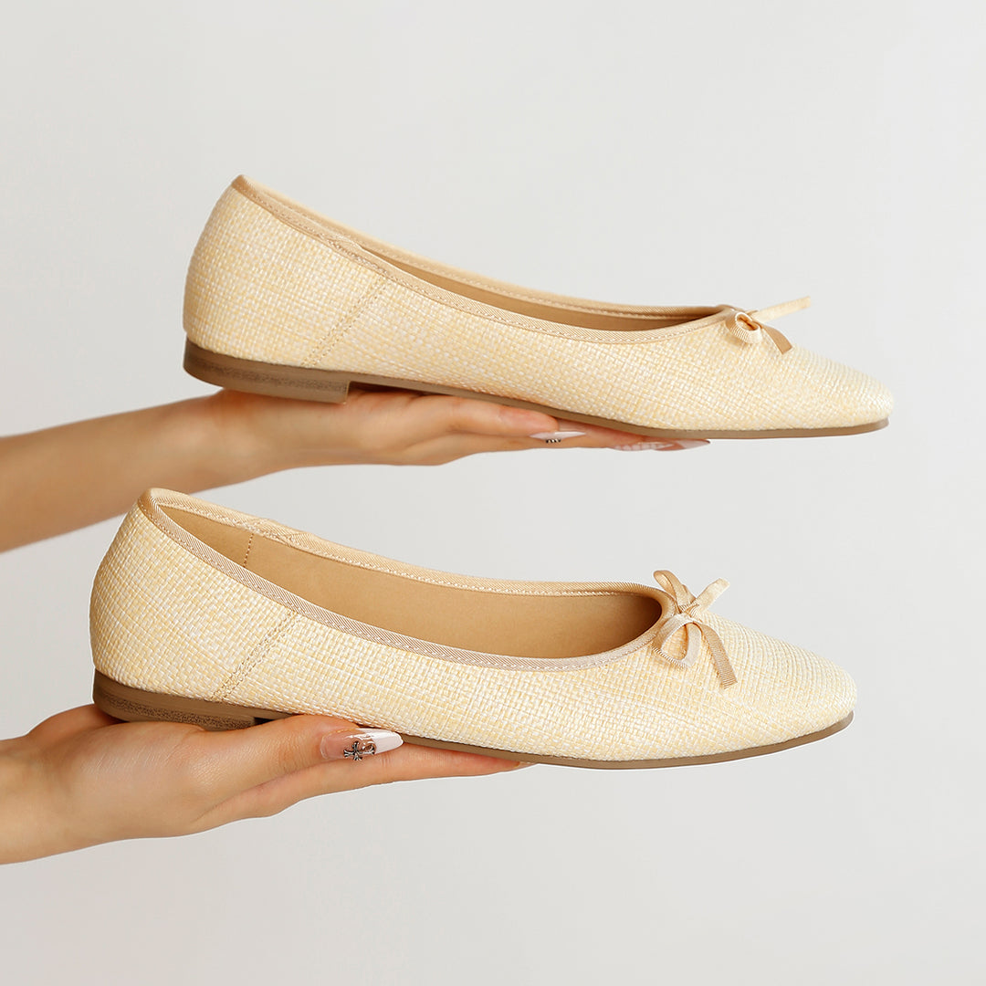 raffia ballet flats#color_cream