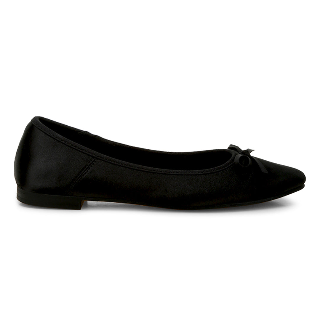 satin bow embellished ballerinas#color_black