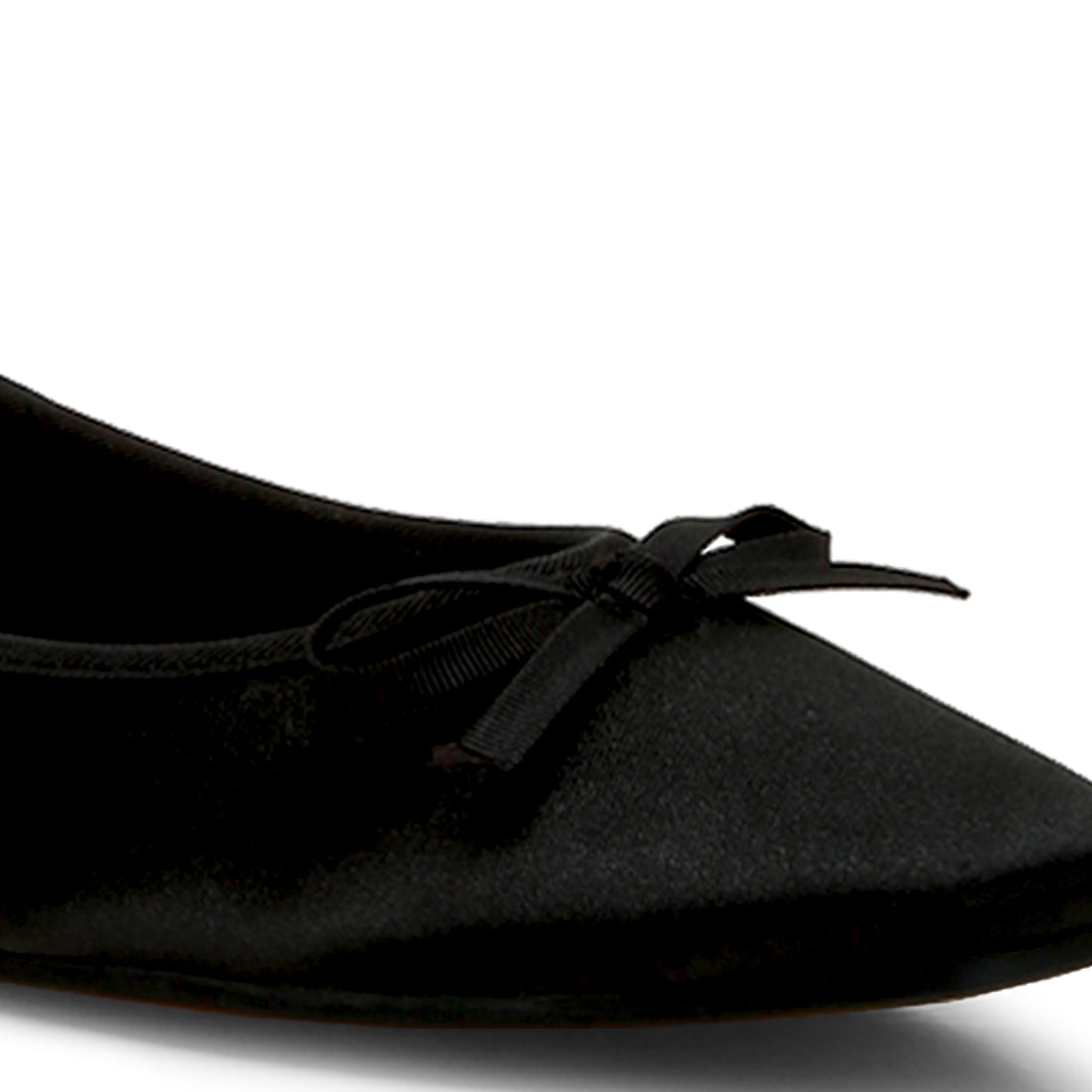 satin bow embellished ballerinas#color_black