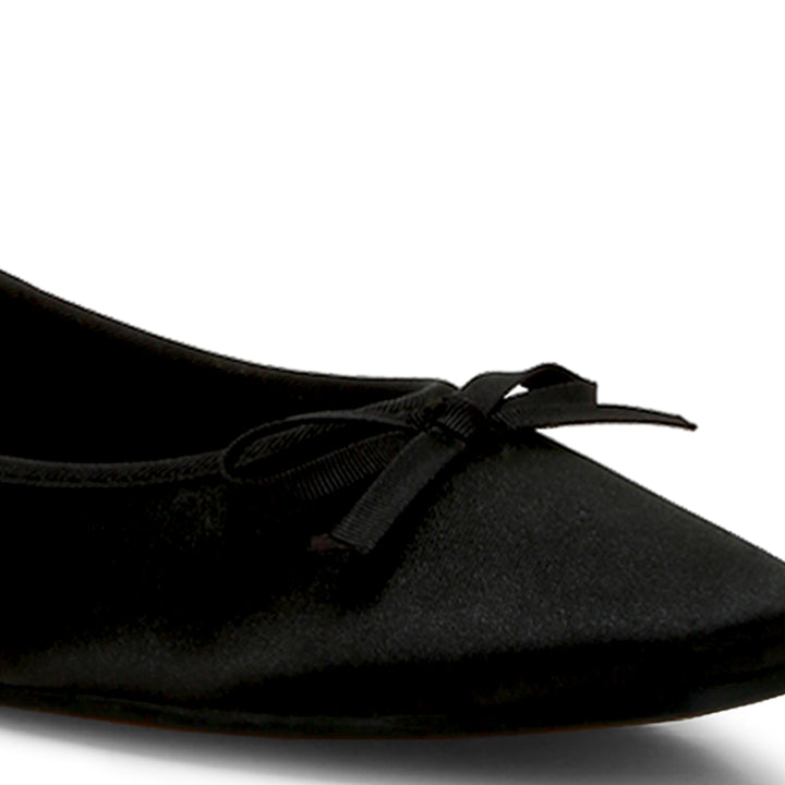 satin bow embellished ballerinas#color_black