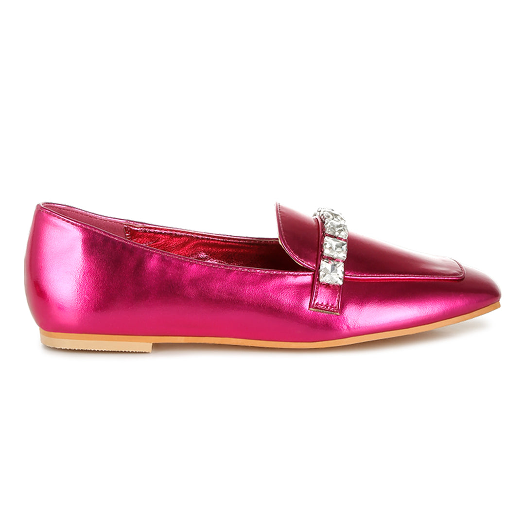 diamante strap metallic loafers
#color_fuchsia