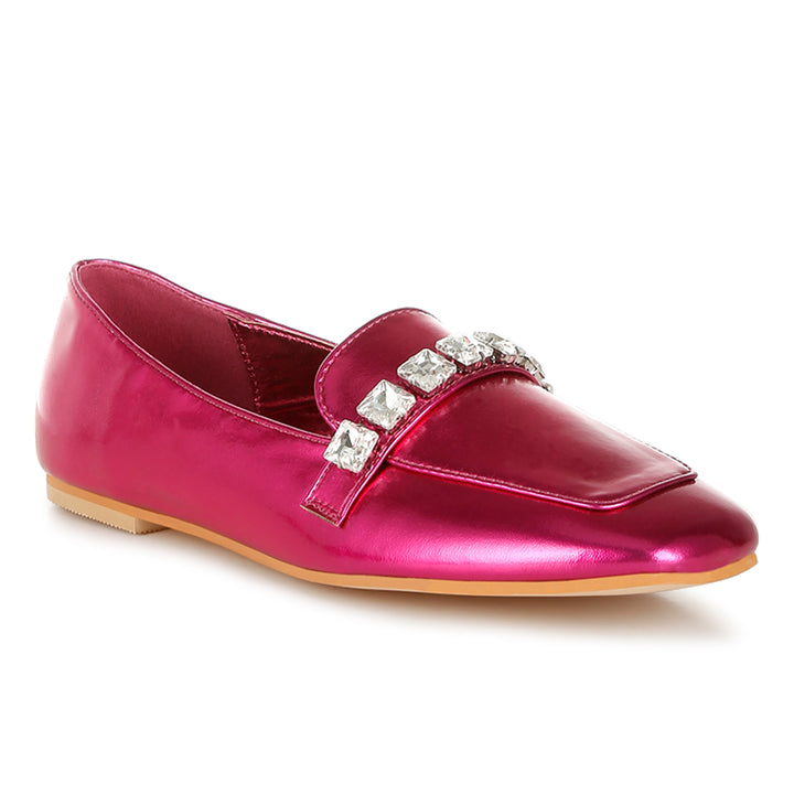 diamante strap metallic loafers
#color_fuchsia