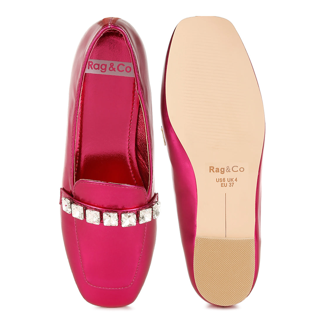 diamante strap metallic loafers
#color_fuchsia