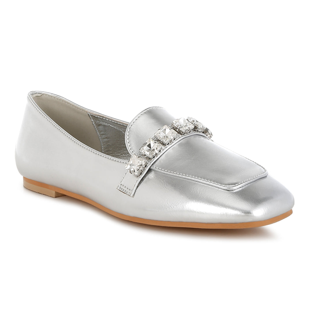 diamante strap metallic loafers
#color_silver