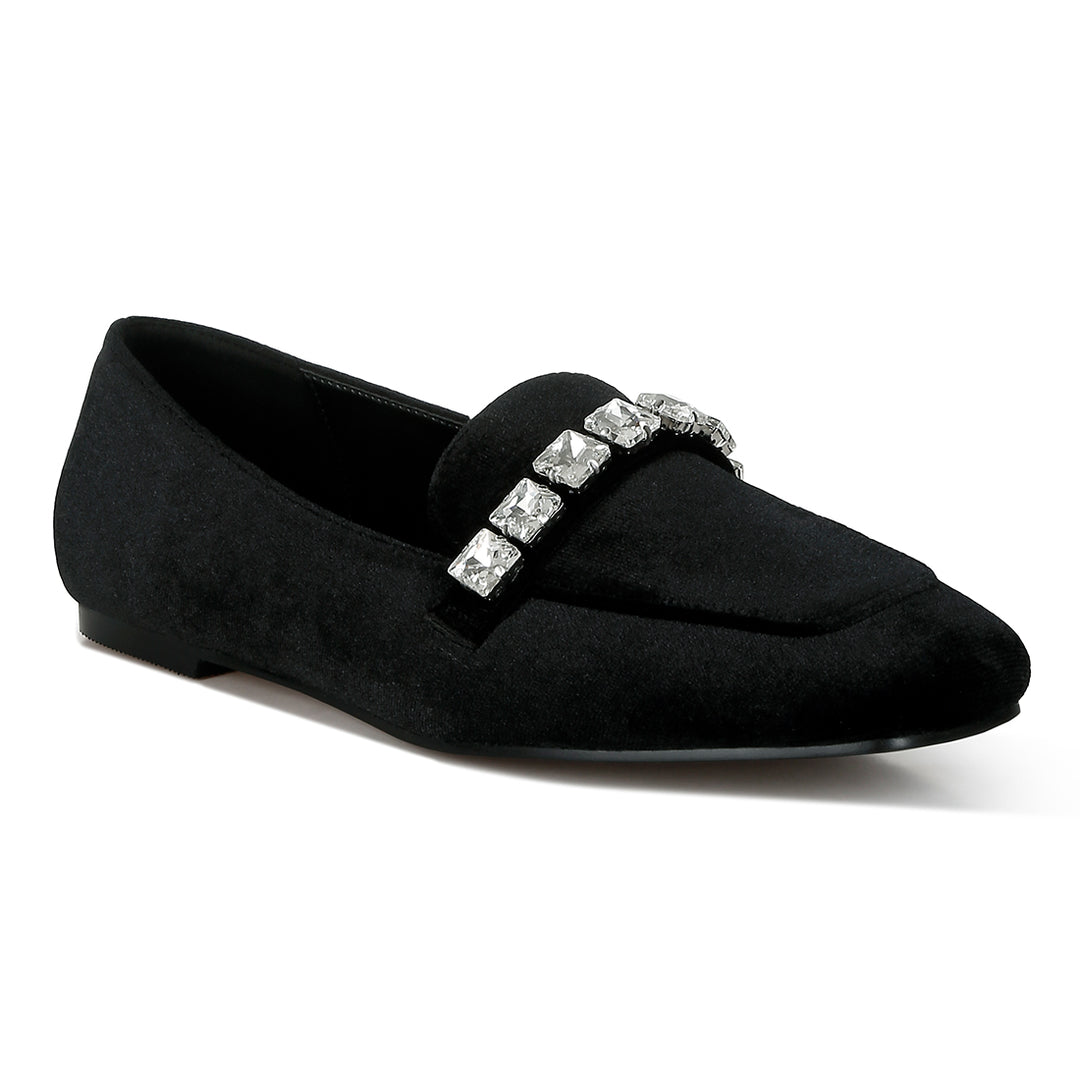 diamante strap velvet loafers
#color_black