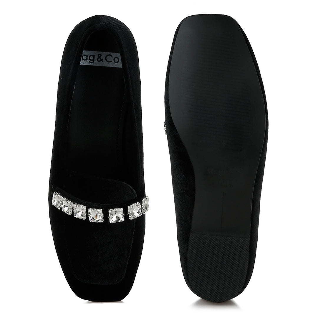 diamante strap velvet loafers
#color_black