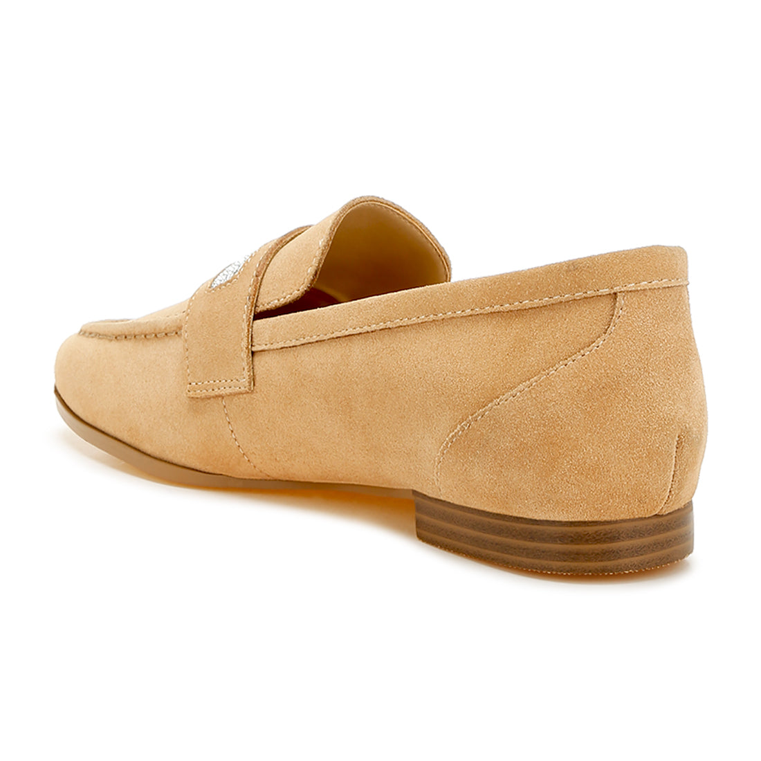 rhinestone penny strap loafers#color_beige