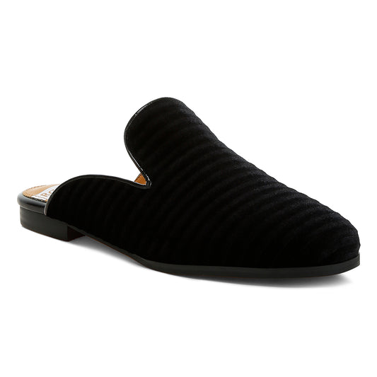 velvet textured slip on mules#color_black