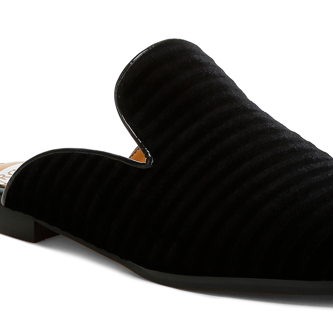 velvet textured slip on mules#color_black