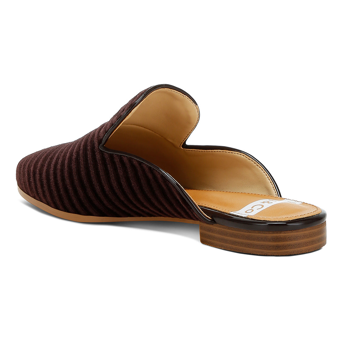 velvet textured slip on mules#color_brown