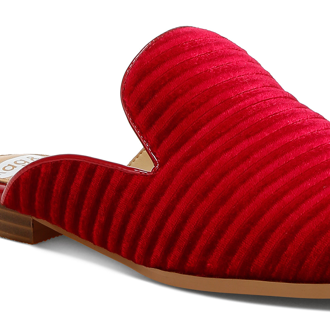 velvet textured slip on mules#color_red
