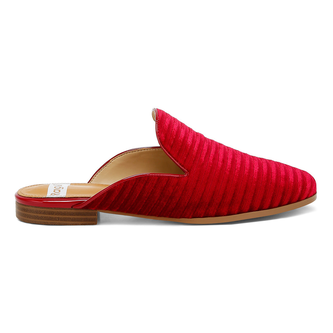 velvet textured slip on mules#color_red