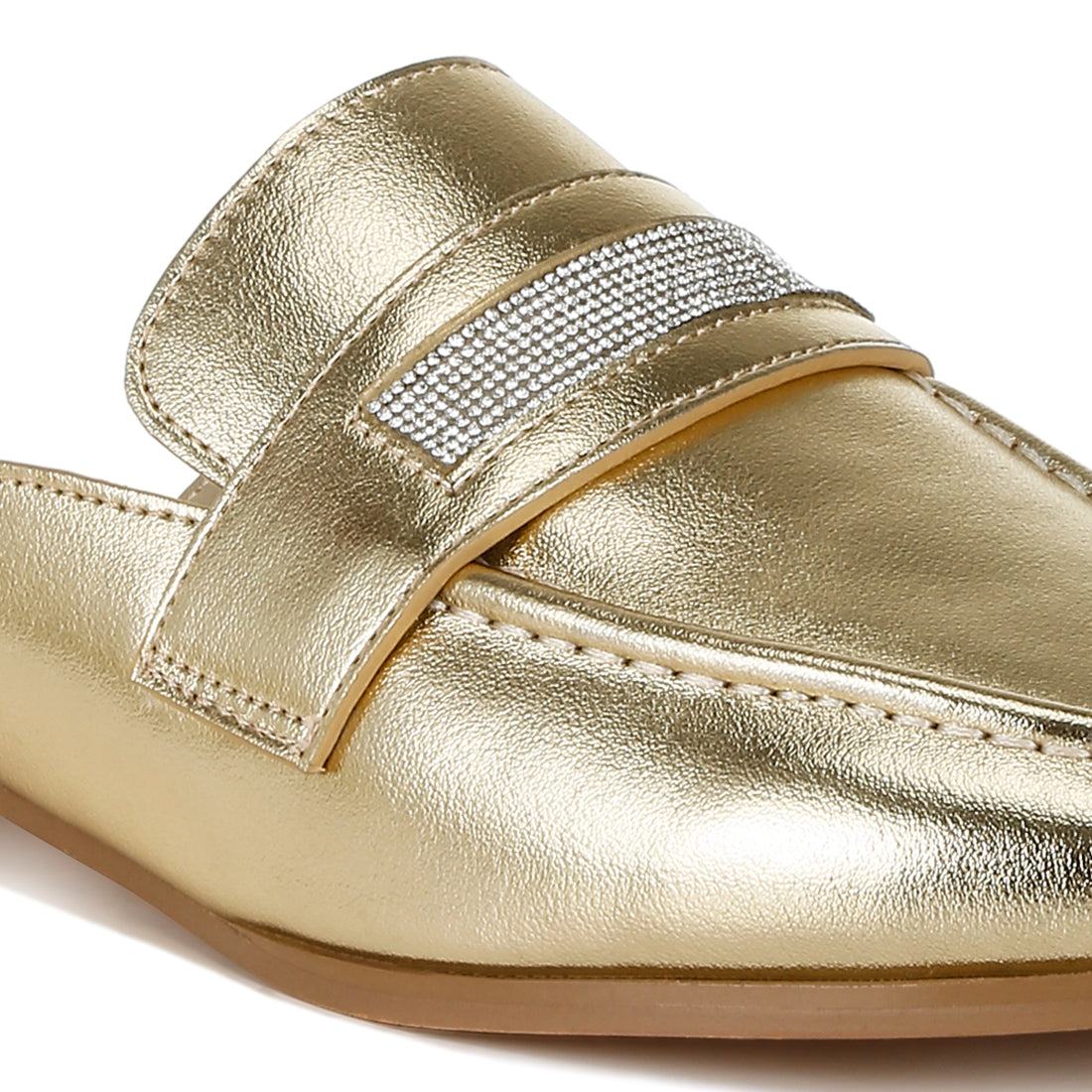 rhinestones slip on mules#color_gold