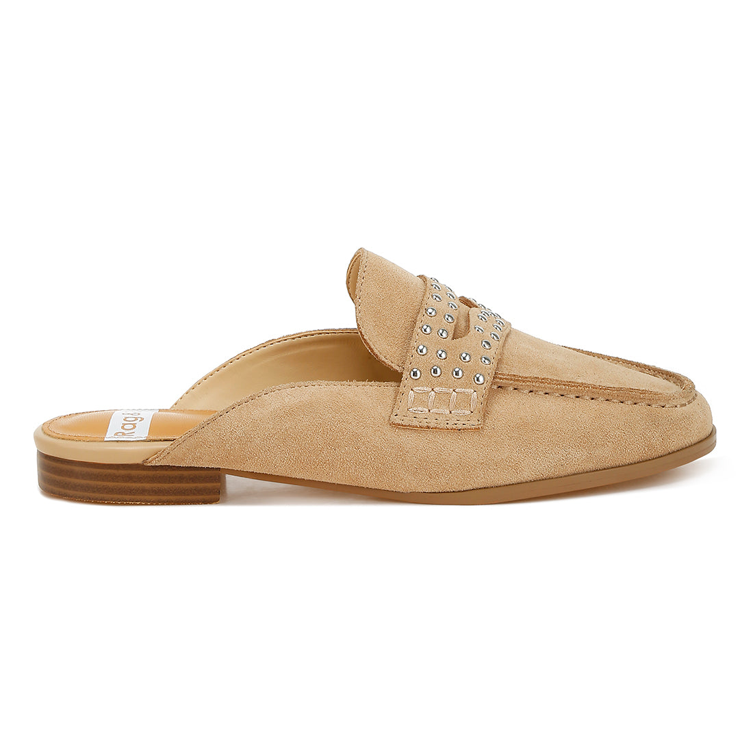 stud embellished penny strap mules#color_beige