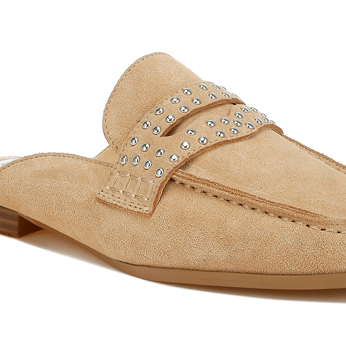 stud embellished penny strap mules#color_beige
