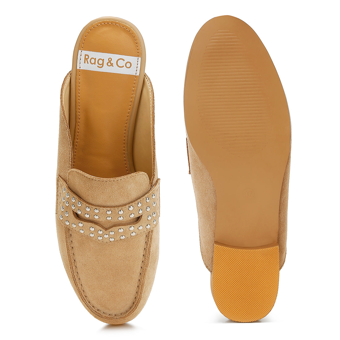 stud embellished penny strap mules#color_beige