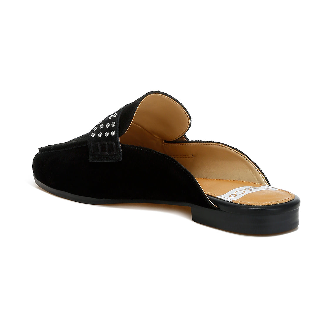 stud embellished penny strap mules#color_black