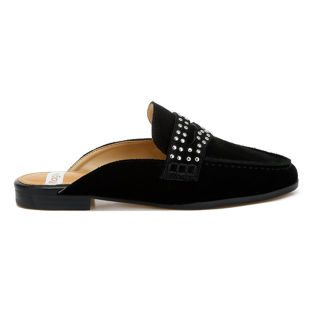stud embellished penny strap mules#color_black