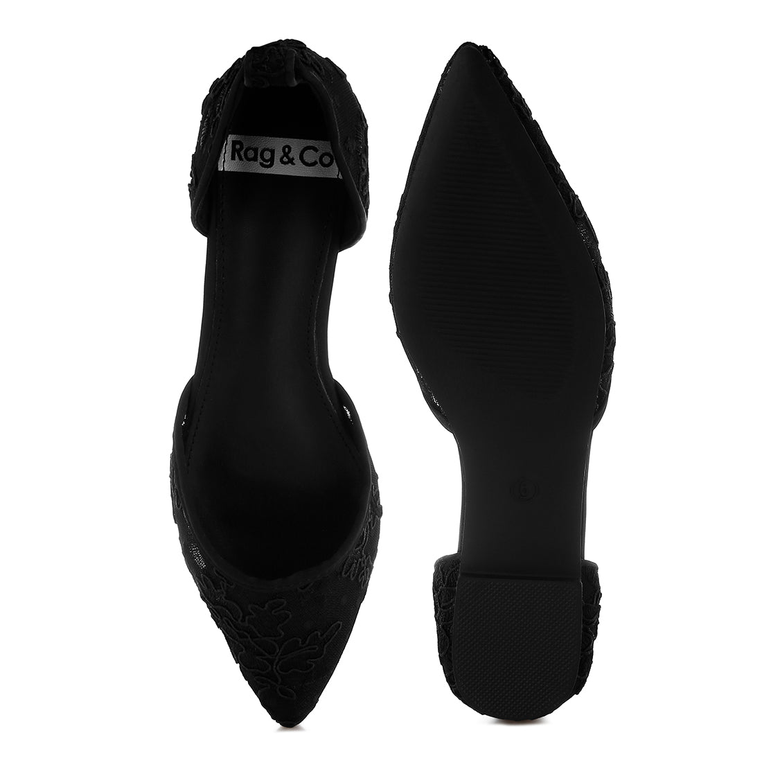 pearl & rhinestone strap flat sandals#color_black