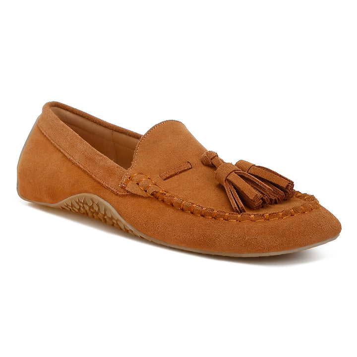 suede round toe tassel loafers
#color_tan