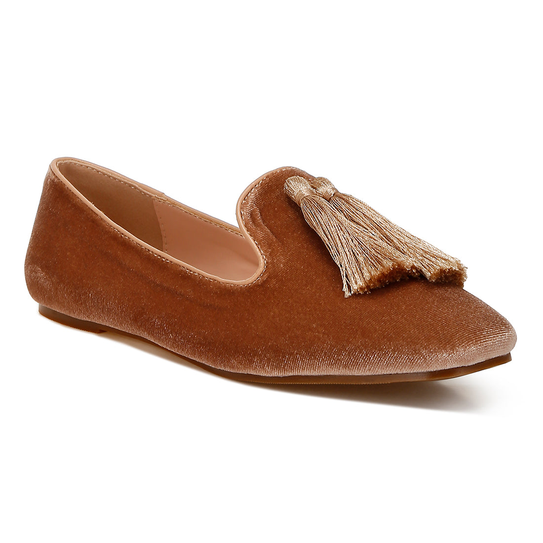 iconic tassel detail velvet loafers#color_beige