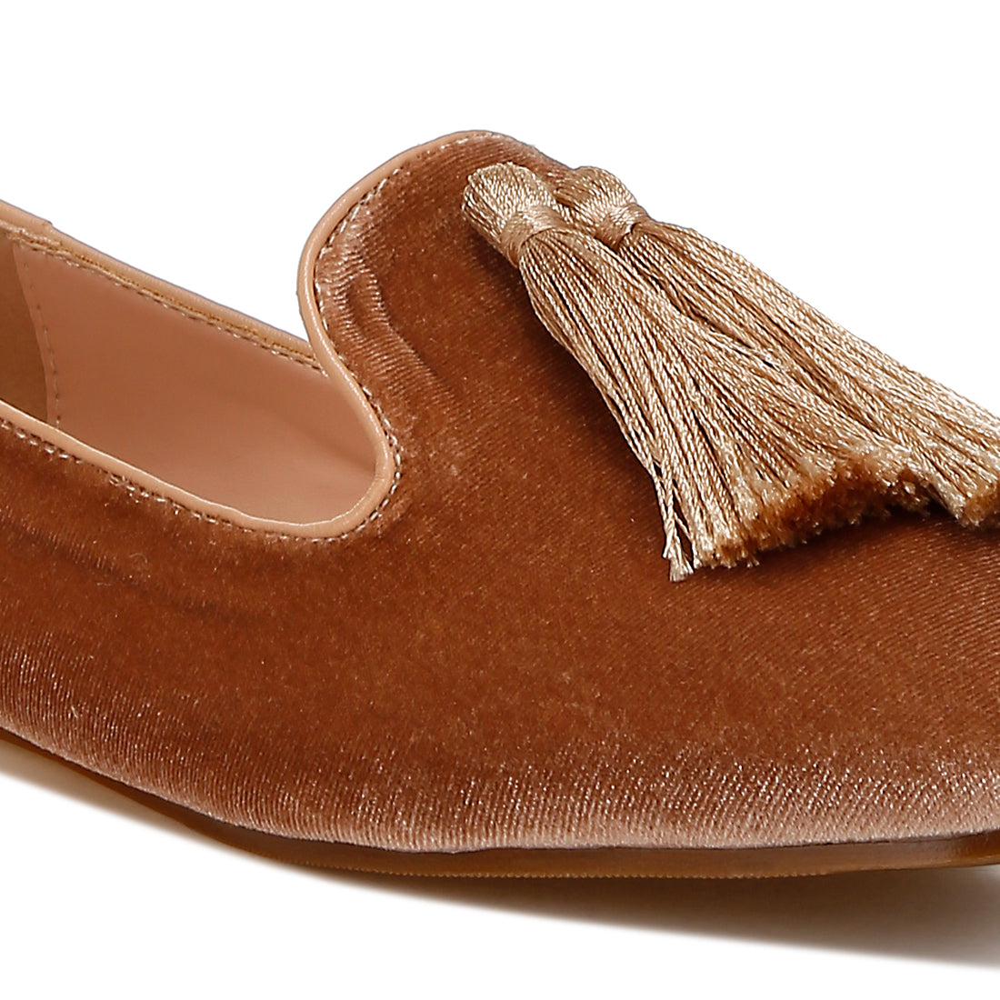 iconic tassel detail velvet loafers#color_beige