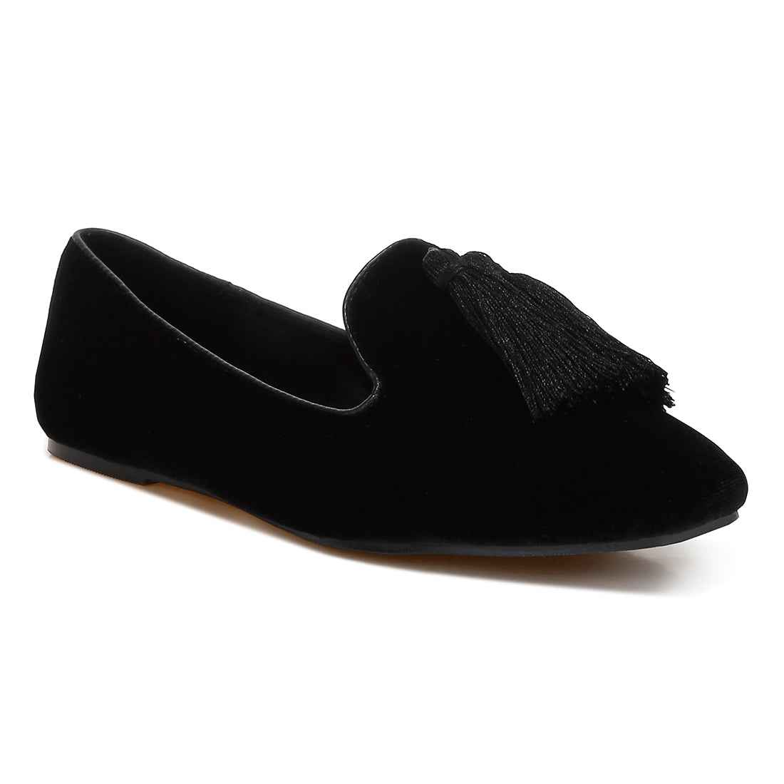 iconic tassel detail velvet loafers#color_black