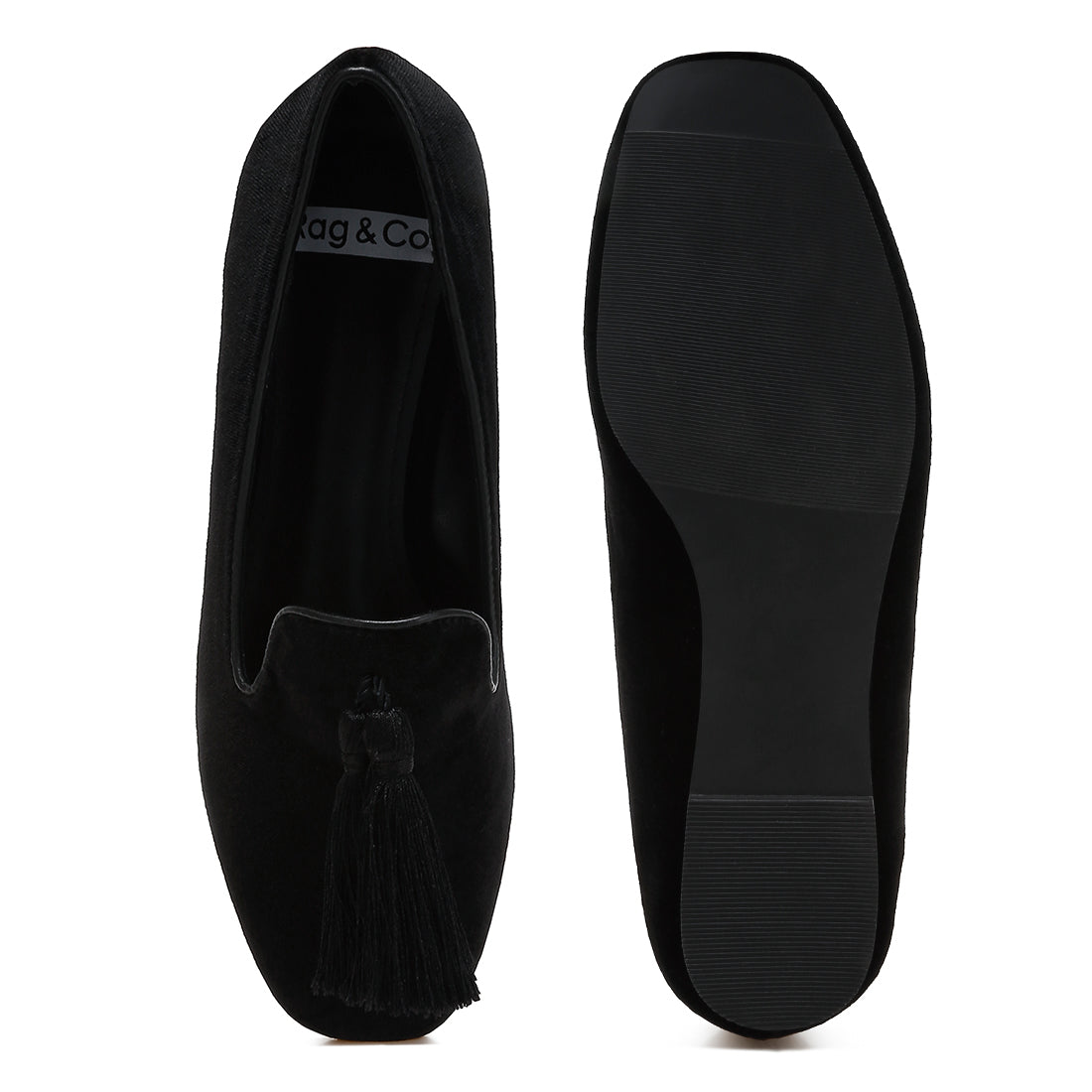 iconic tassel detail velvet loafers#color_black