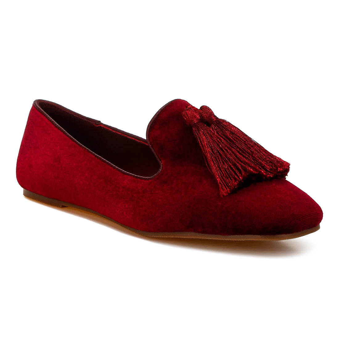 iconic tassel detail velvet loafers#color_burgundy