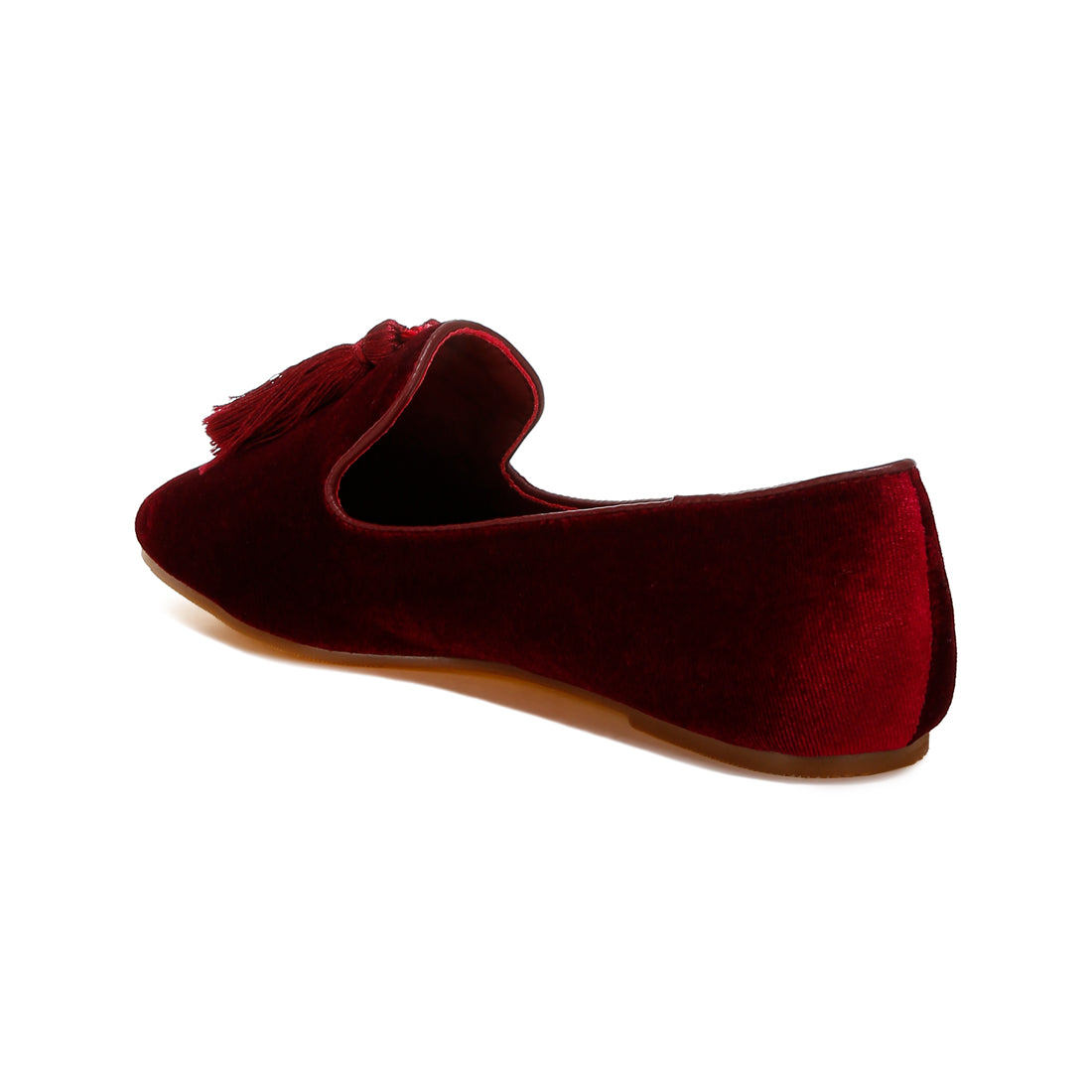 iconic tassel detail velvet loafers#color_burgundy