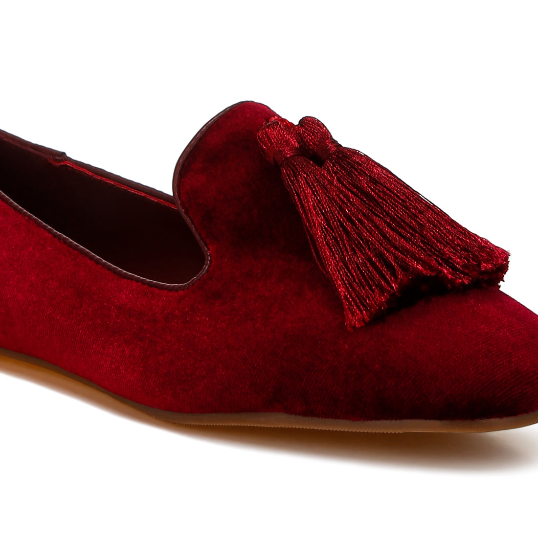iconic tassel detail velvet loafers#color_burgundy